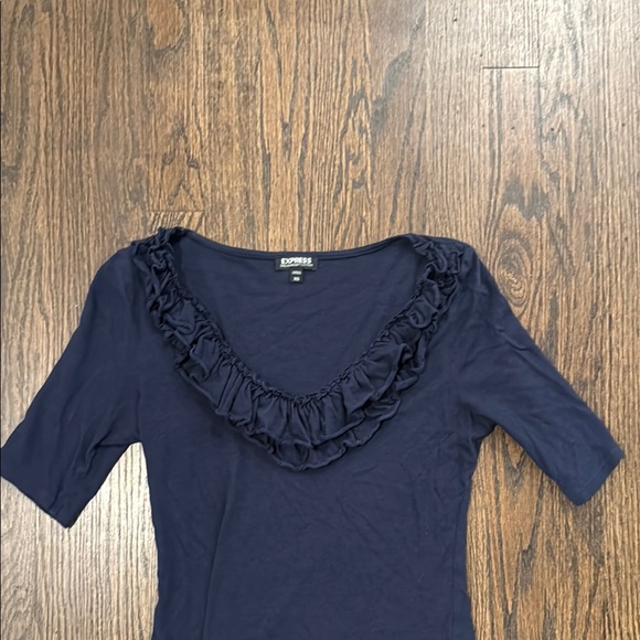 Express Navy Ruffled Top - Picture 5 of 7